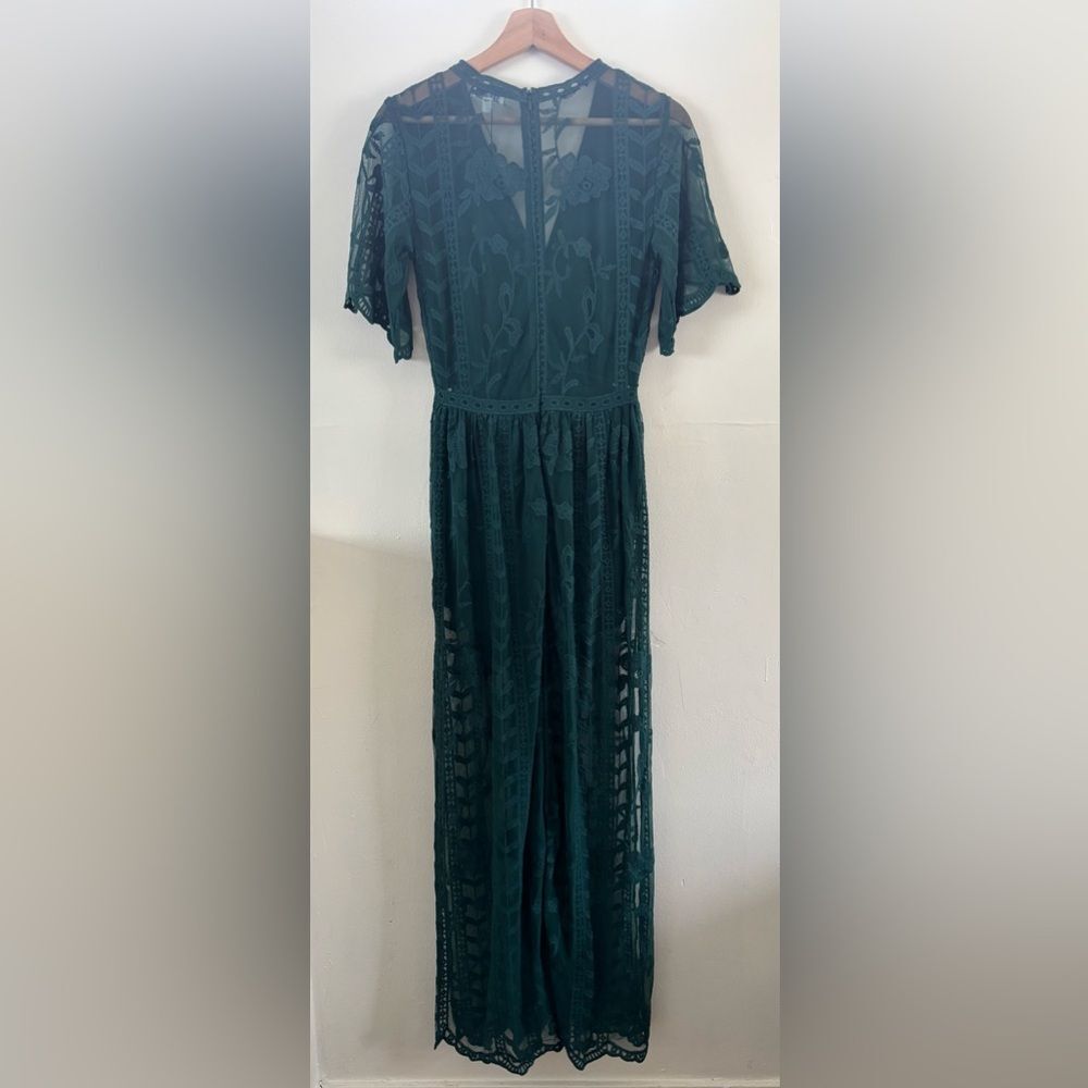 Socialite Teal Lace Maxi Romper Dress Small - Picture 4 of 13